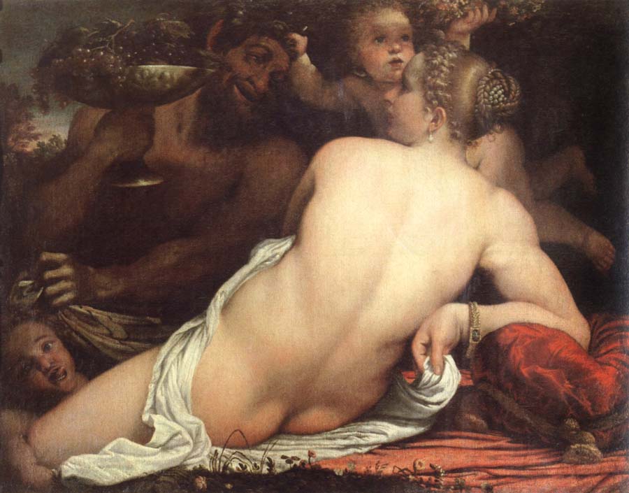Annibale Carracci venus with a satyr and cupids
